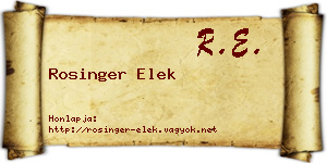 Rosinger Elek névjegykártya